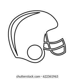 monochrome contour of american football helmet vector illustration