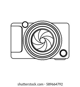 monochrome contour of analog camera vector illustration