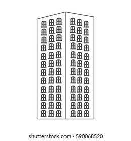 monochrome contour with apartment building vector illustration