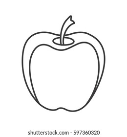 monochrome contour with apple fruit vector illustration