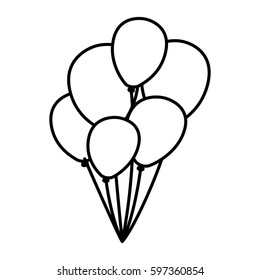 monochrome contour background with balloons close up vector illustration