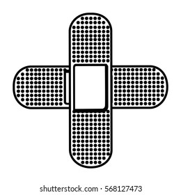 monochrome contour with band aid in cross form