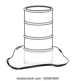 monochrome contour with barrel oil spilled vector illustration