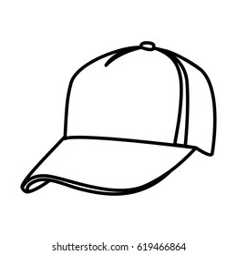 monochrome contour of baseball cap vector illustration