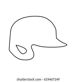monochrome contour of baseball helmet vector illustration