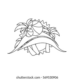 monochrome contour with beach and ball