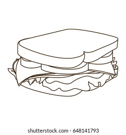 monochrome contour with big sandwich vector illustration