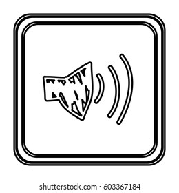 monochrome contour with button of audio speaker volume hand drawn vector illustration