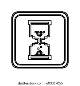 monochrome contour of button with hourglass vector illustration