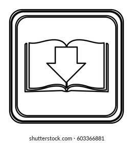 monochrome contour with button icon of book with arrow down vector illustration