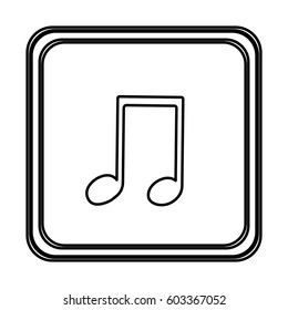 monochrome contour with button of musical note vector illustration