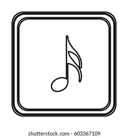 monochrome contour with button of semiquaver note vector illustration