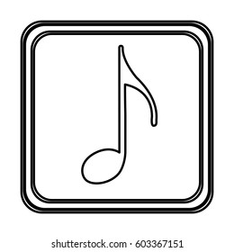 monochrome contour with button of sign eighth note vector illustration