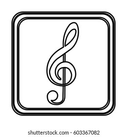 monochrome contour of button of treble clef vector illustration
