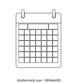 monochrome contour calendar with two rings vector illustration