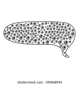monochrome contour with callout for dialogue shape of rectangle rounded with background dots vector illustration