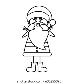 monochrome contour caricature of santa claus screaming vector illustration