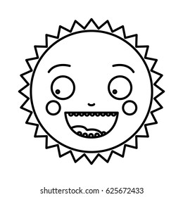 monochrome contour of caricature of the sun smiling vector illustration