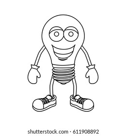monochrome contour of cartoon light bulb vector illustration