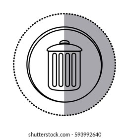 monochrome contour with circle sticker of trash container icon vector illustration