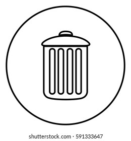monochrome contour circular frame with trash container vector illustration