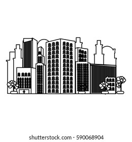 monochrome contour of city landscape vector illustration
