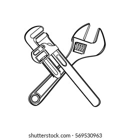 monochrome contour with crossed wrenches