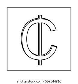 monochrome contour with currency symbol of cent in square