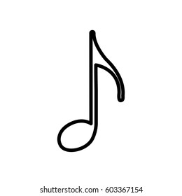 monochrome contour with eighth note vector illustration