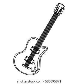 monochrome contour with electric guitar vector illustration