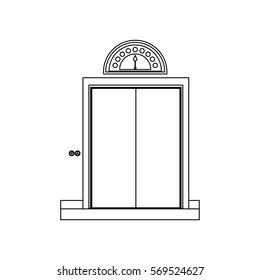 monochrome contour with elevator closed door