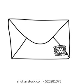 monochrome contour of envelope mail closed
