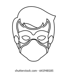 monochrome contour of faceless guy superhero with mask vector illustration