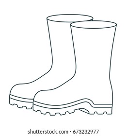 monochrome contour of fishing plastic boots accesory vector illustration