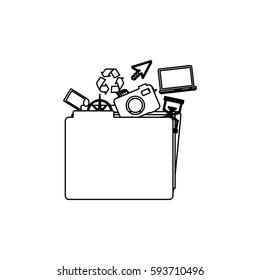 monochrome contour of folder with personal files vector illustration