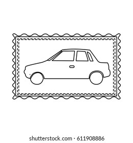 monochrome contour frame of automobile vector illustration