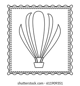 monochrome contour frame of hot air balloon vector illustration