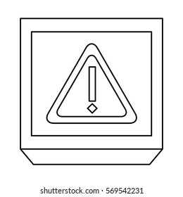 monochrome contour with frame with triangle exclamation sign