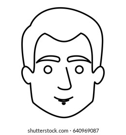 monochrome contour of guy face with short hair vector illustration