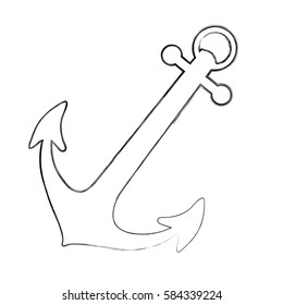 monochrome contour hand drawing of anchor vector illustration
