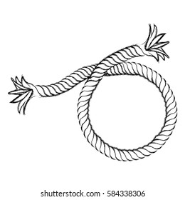 monochrome contour hand drawing of nautical break rope vector illustration