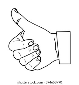 monochrome contour with hand thumb up vector illustration