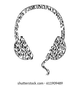 monochrome contour of headphones formed by musical notes vector illustration
