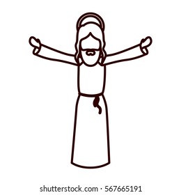 monochrome contour with jesus with open arms