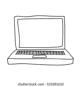 monochrome contour of laptop computer