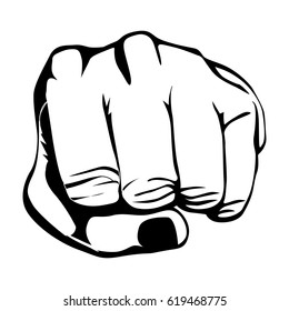 monochrome contour of left hand and front fist vector illustration