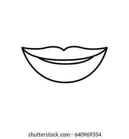 monochrome contour of lips smiling vector illustration