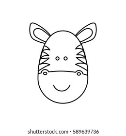 monochrome contour with male zebra head vector illustration