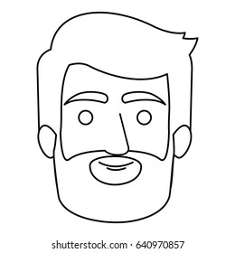 monochrome contour of man face with hair and beard vector illustration