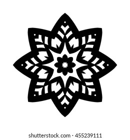 Monochrome contour mandala. Ethnic decorative elements. Hand drawn background. Islam, Arabic, Indian, ottoman motifs. Vintage decorative elements. Oriental pattern.